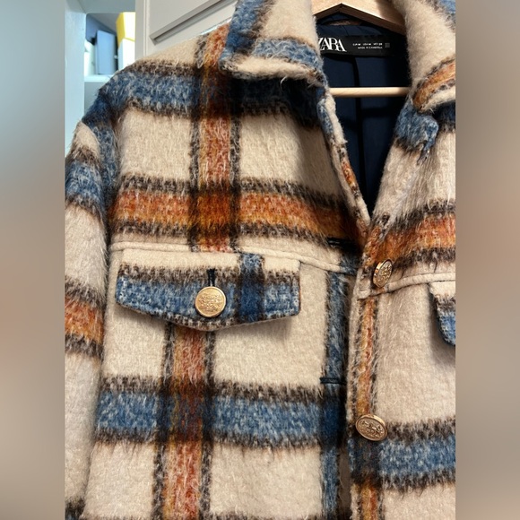 Zara Checked Overshirt Plaid Jacket Size M - Picture 3 of 6